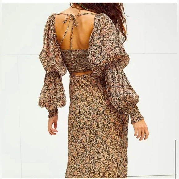 free people brown floral dress Sweet Nothings Midi Dress